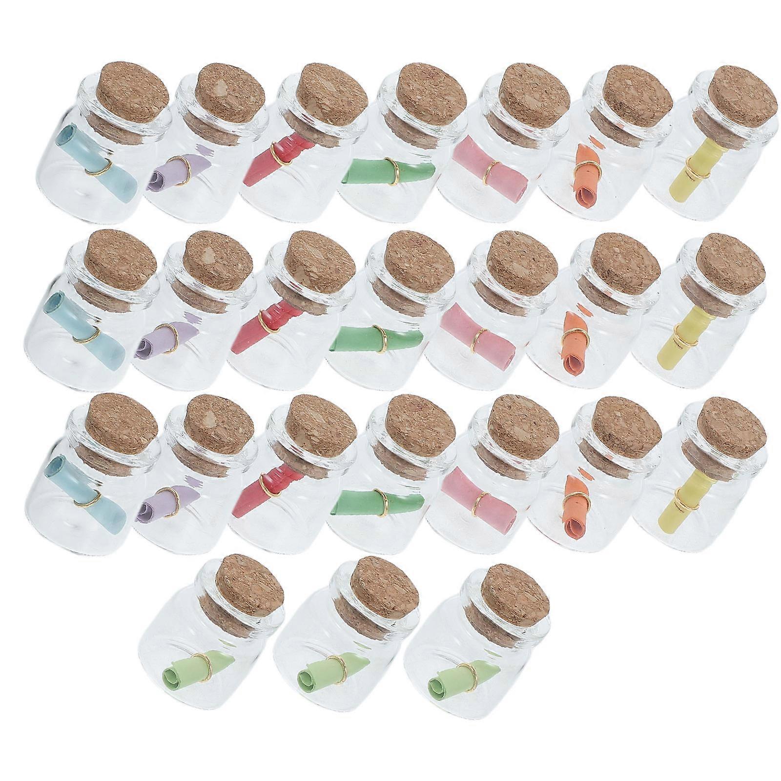 24pcs Mini Cork Bottles Small Glass Jars with Lids for DIY Crafts, Wedding Favors, Party Supplies, and Creative Projects