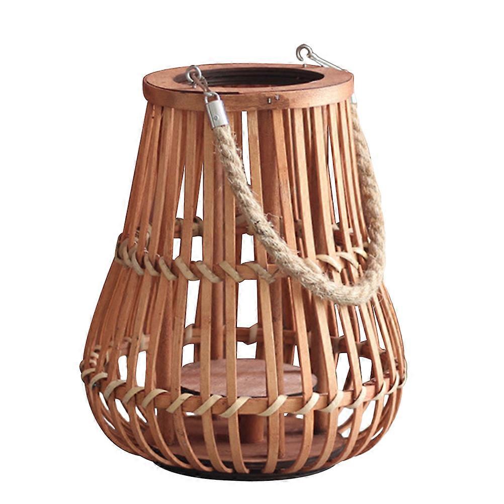 Chocolate Bamboo Lantern with Handle for Decoration Creative Home Festive 6.5 Inches