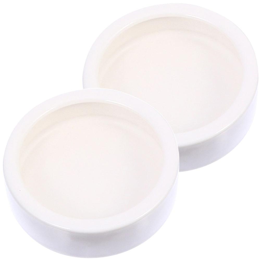 Ceramic Reptile Feeding Bowls with Escape Rim for Lizards, Geckos, Snakes, and Turtles – Large Water Dish, Easy to Clean, Natural Color, 2pcs
