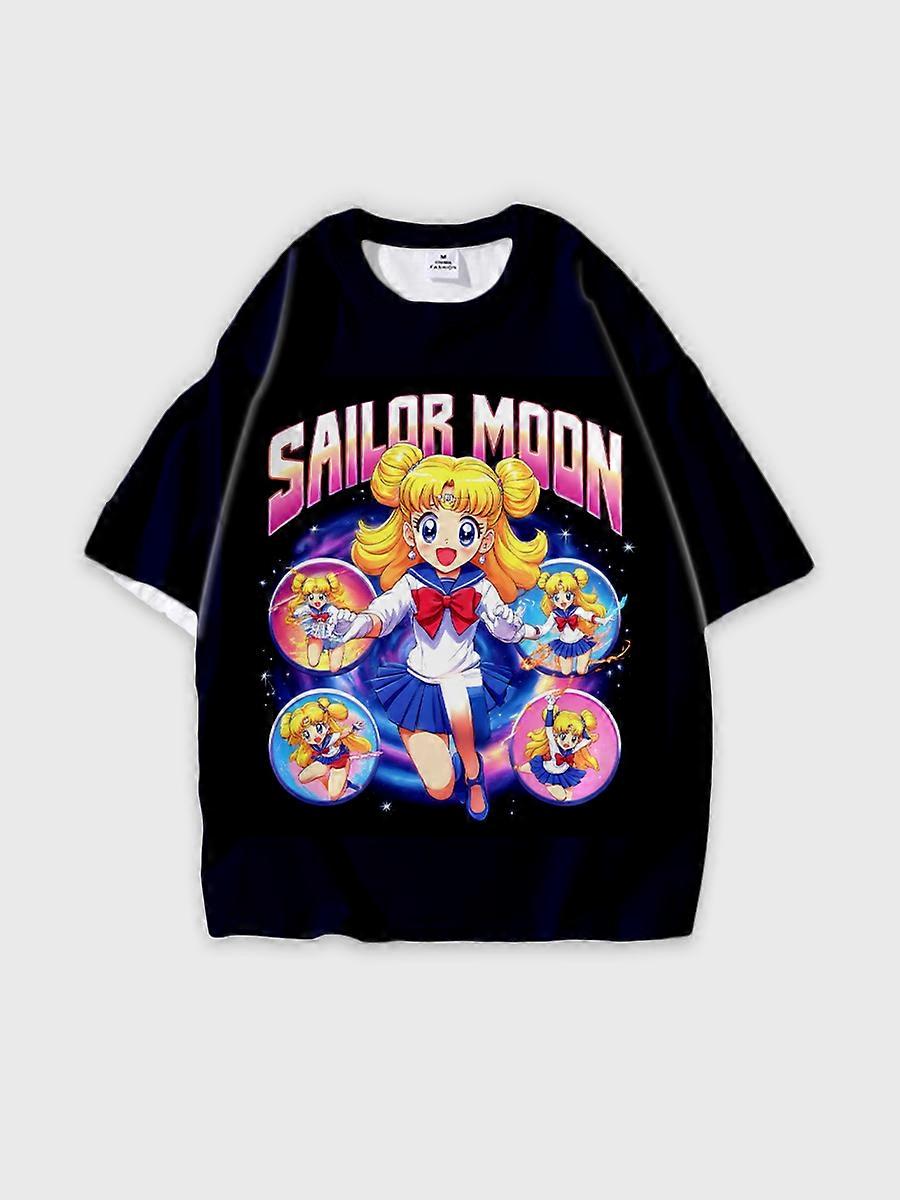 T-shirt round neck Role Pattern loose short sleeve E827