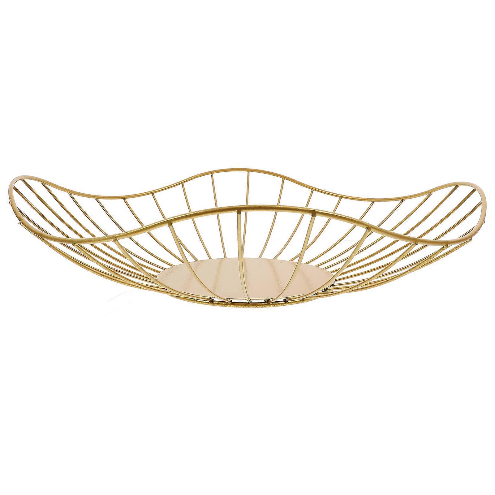 Golden Iron Wire Fruit Basket for Decoration with Large Capacity and Simple Style Fits Any Scene
