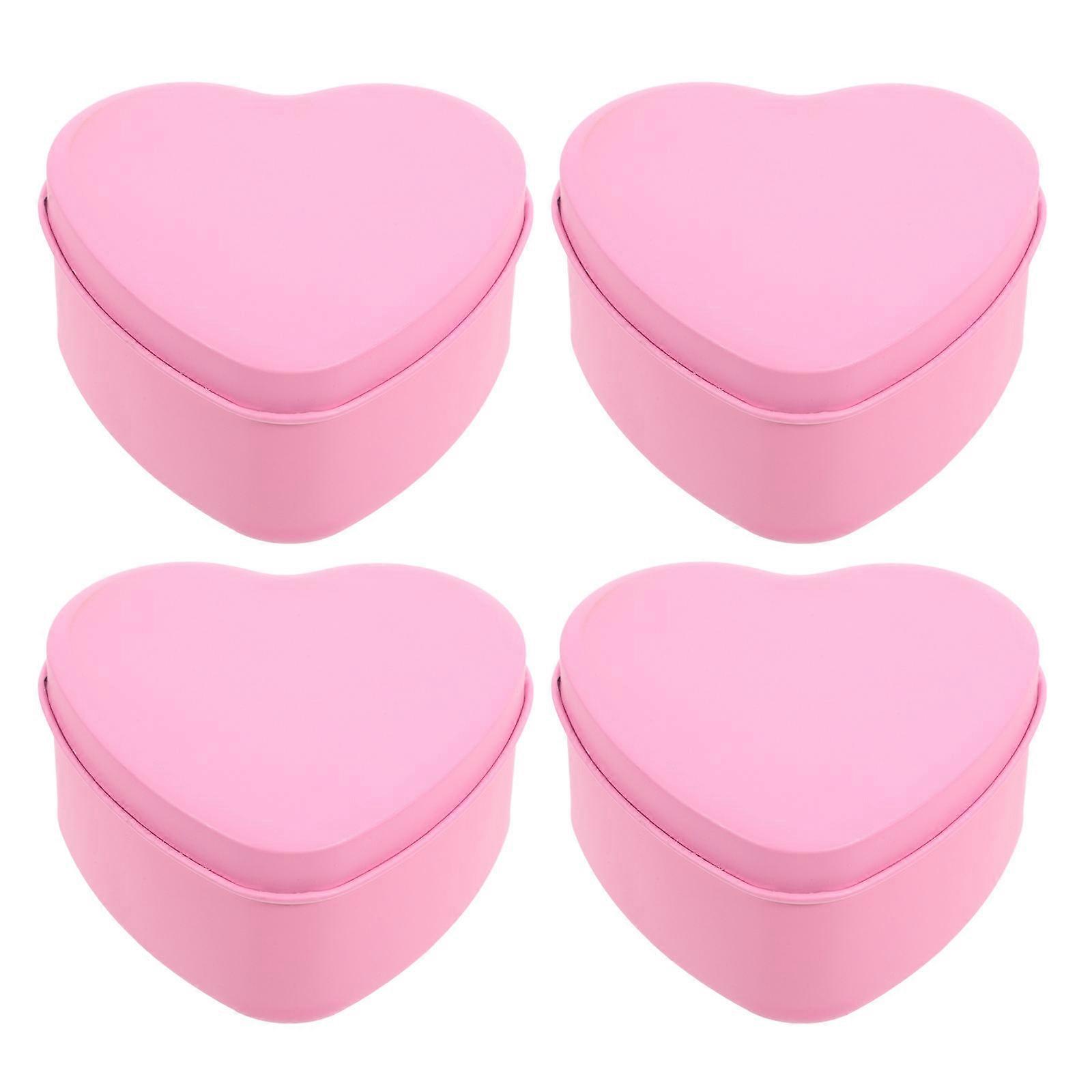 4pcs Heart Shaped Wedding Treat Boxes Tin Box Candy Packaging Storage Container