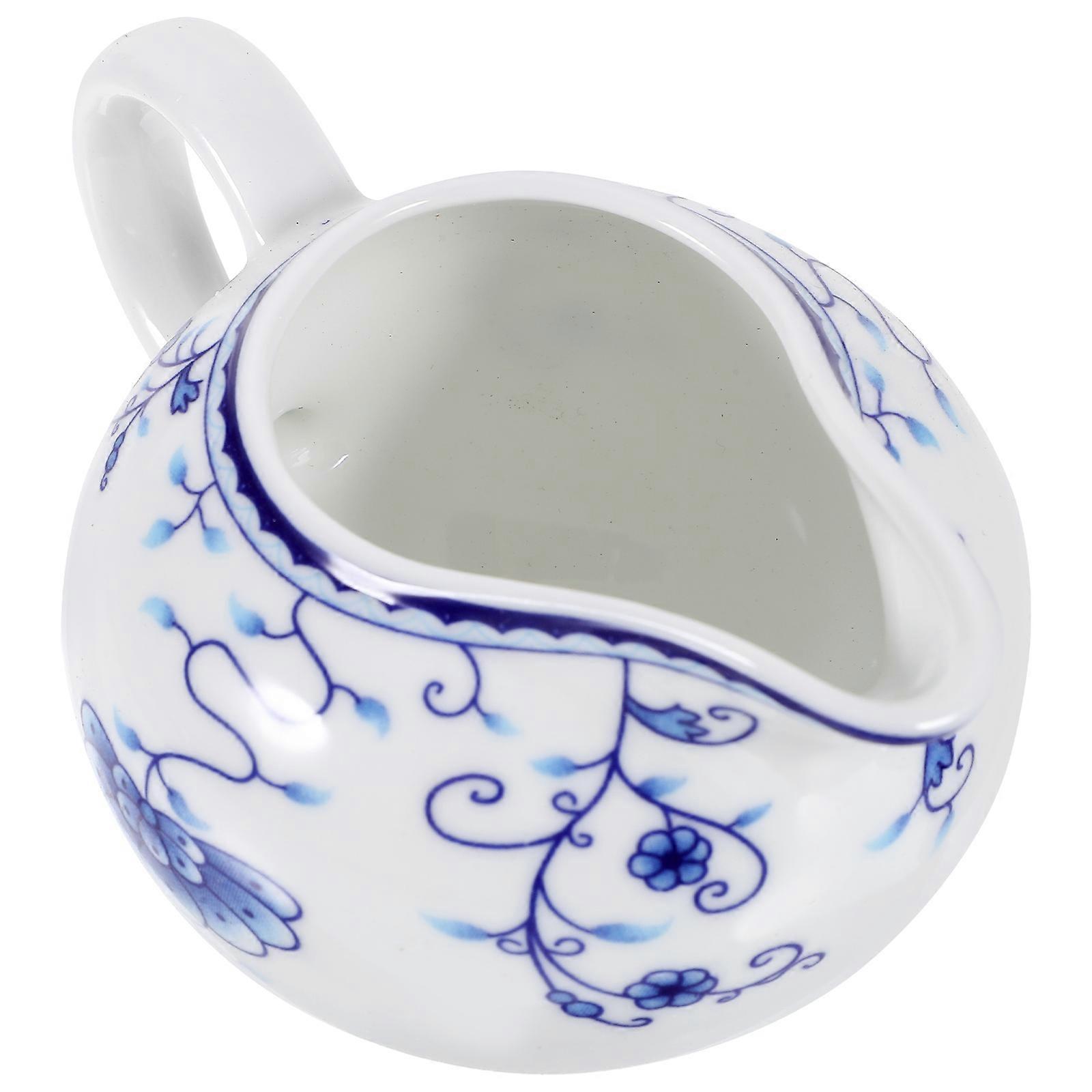 Small Creamer Pitcher Chinese Style Porcelain Coffee Milk Creamer with Handle