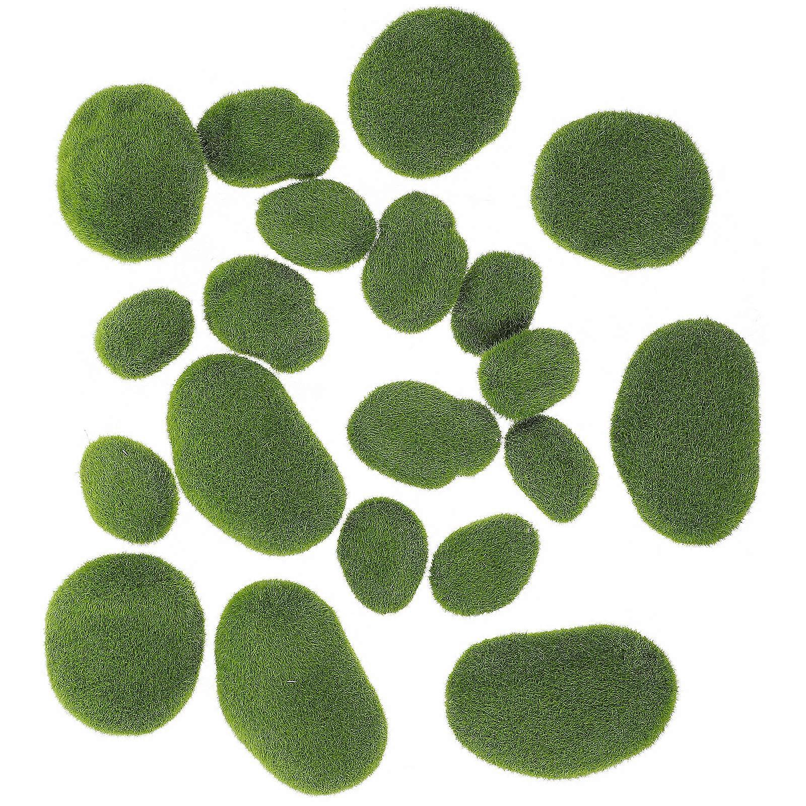 20Pcs Decorative Artificial Moss Rocks Faux Green balls for Gardening
