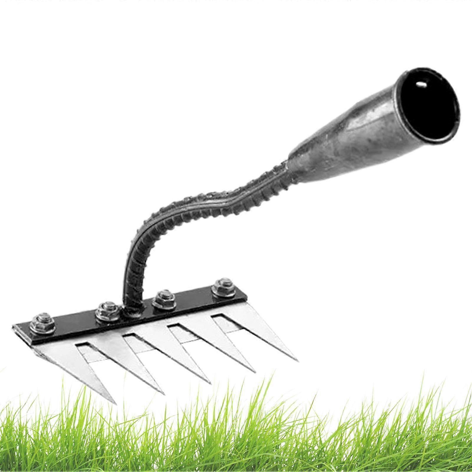 Manual, Garden Hand Weeder, Removable Pole for Stretching Garden Hand Cultivator, Ergonomic Tool for Farm, Yard Rake with 5 Prongs