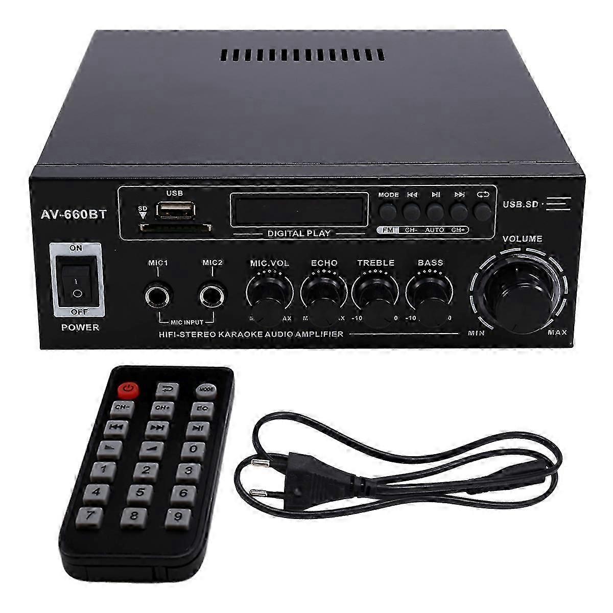 AV-660BT Bluetooth Sound Amplifier - Power Amplifier Support Bluetooth, FM Radio, USB, SD Card & Dua