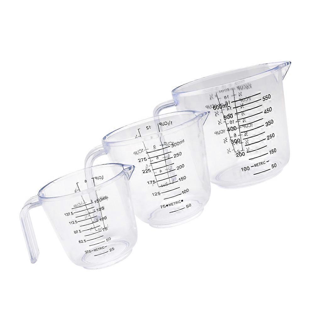 Transparent Plastic Measuring Cups for Kitchen Use and Comfortable to Hold 3pcs