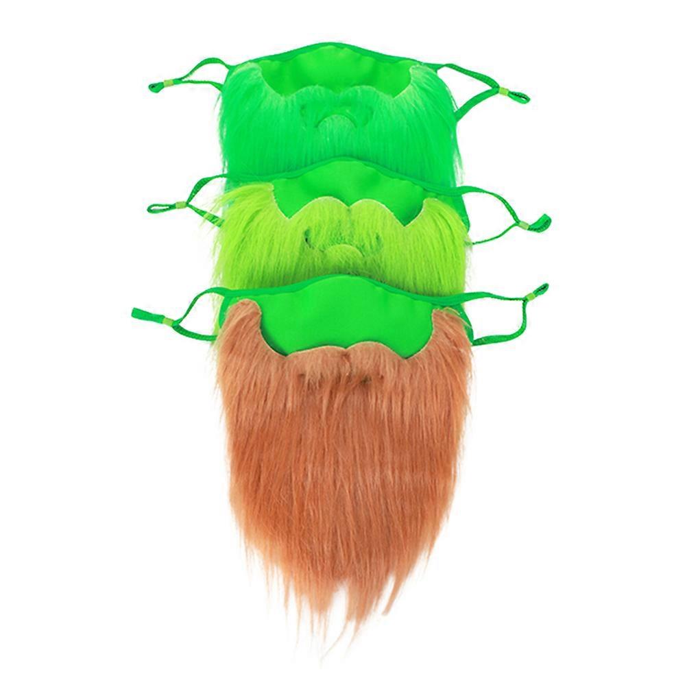 Cosplay Beard Props 3Pcs Irish Festival Fake Beard Festival Atmosphere Creation Square Low