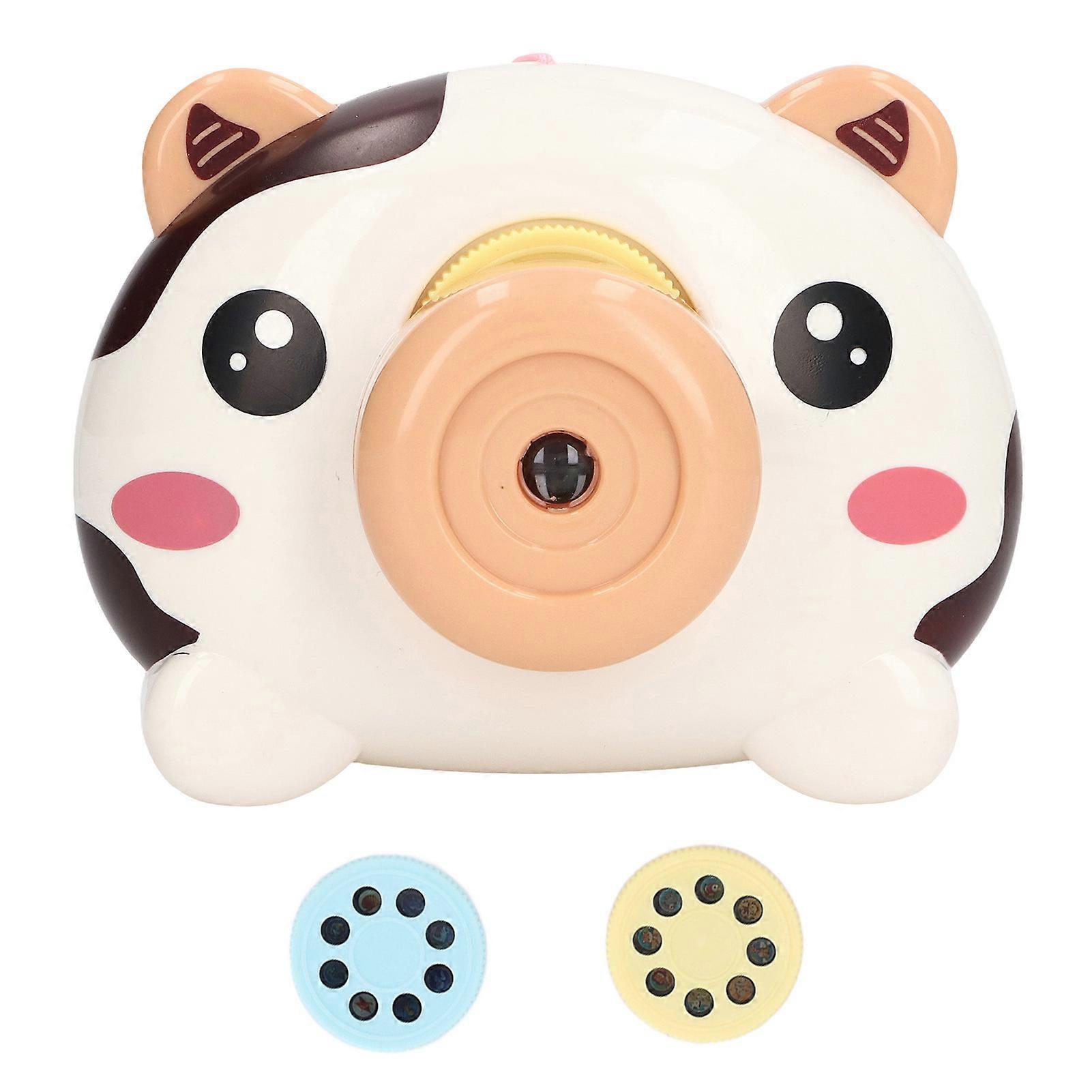 Kids Pretend Camera Toy Educational Sound Light Simulation Projection Camera with Viewfinder Image for Boys Girls Cow