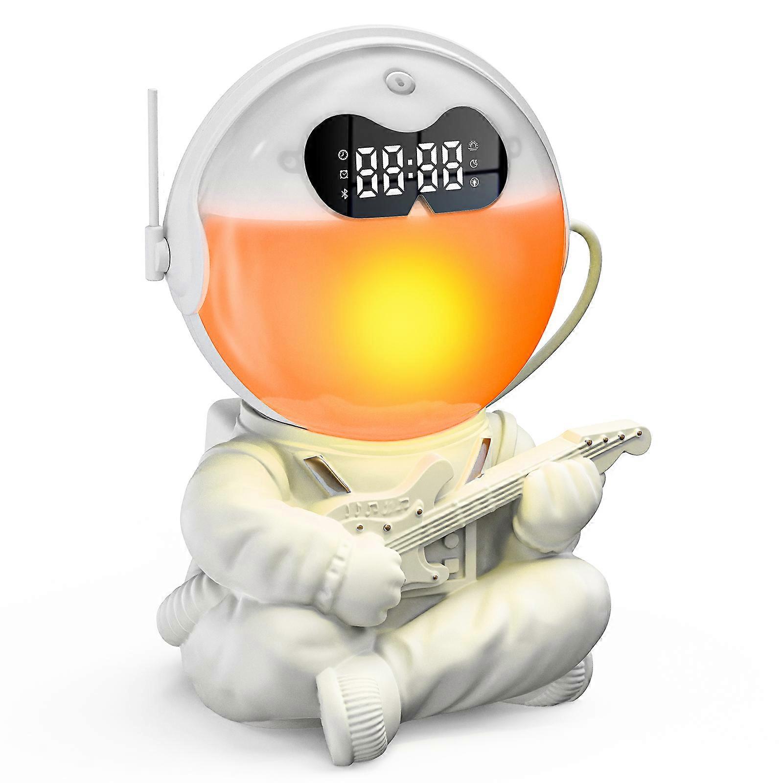 TKdaddy GR-21 Astronaut Holding Guitar RGB Color Changing Night Light Alarm Clock White Noise Machine Bluetooth-compatible Speaker