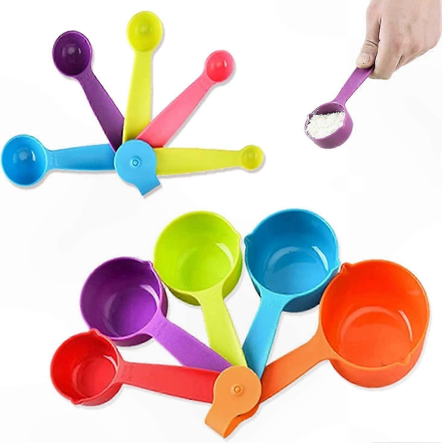 Rainbow Measuring Spoon Set - 10PCS BPA-Free Plastic Cups for Kitchen Use