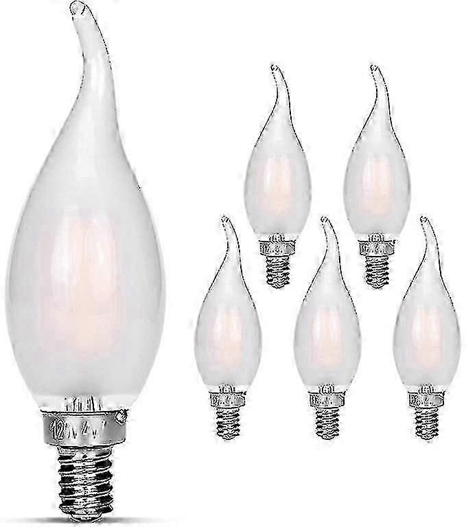 6Pcs E14 4W LED Filament Bulb, Flame Shape Lamp 4x4x13cm