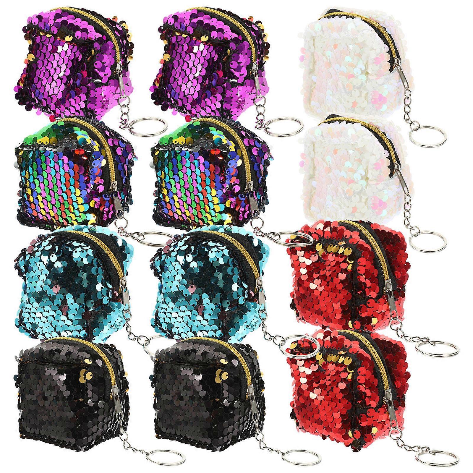 12pcs Portable Coin Bags Square Sequin Change Storage and Lipstick Bags