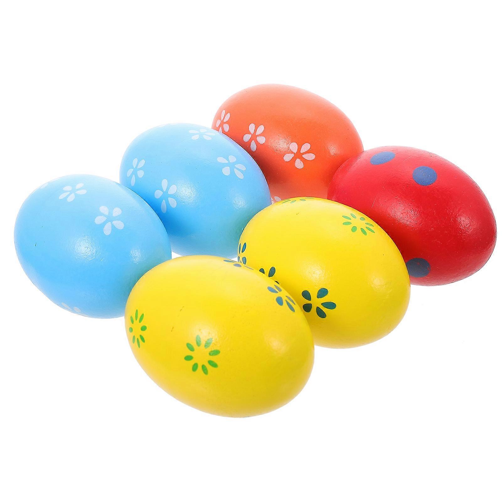 Wood Egg Shaker 6Pcs Children's Musical Toys Egg Shakers Assorted Color Practical Use Sound Perception