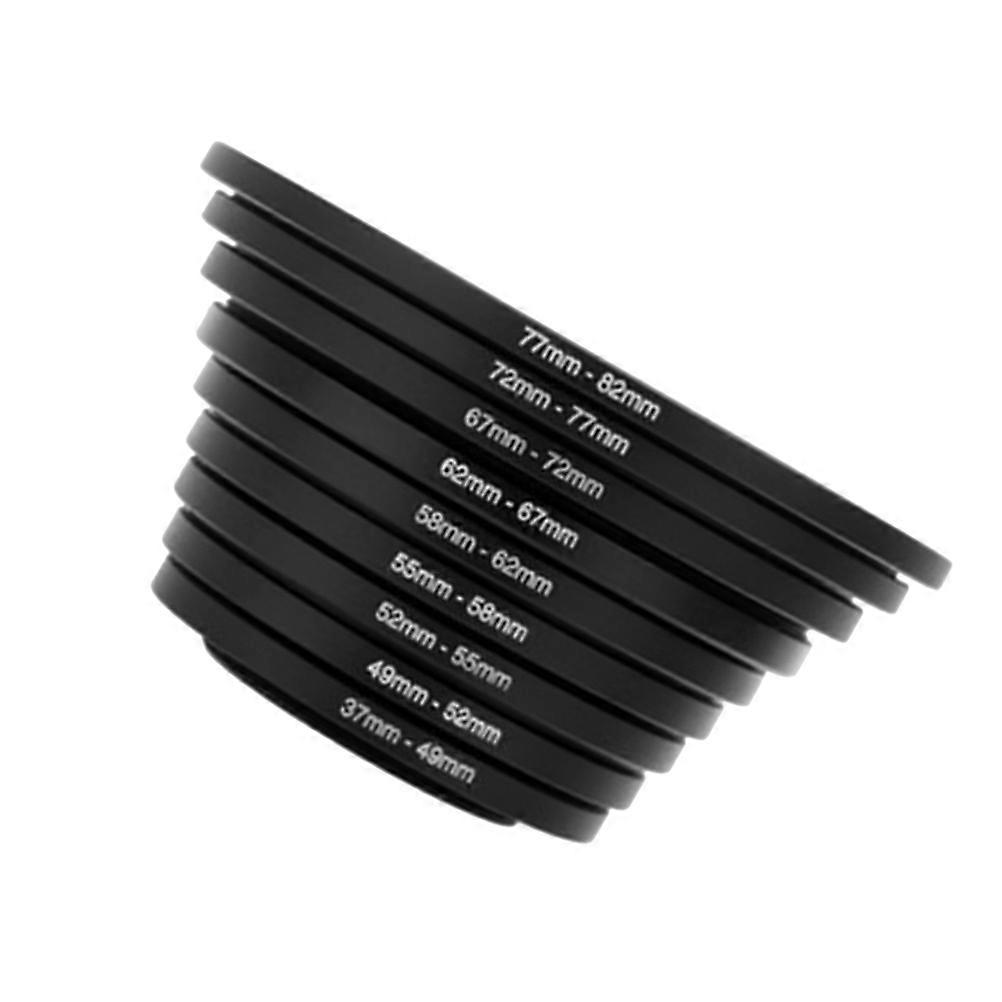 Lens Adapter Ring Stepping Filter Kit 9Pcs For Photography Outdoor Shooting Professional Design Black