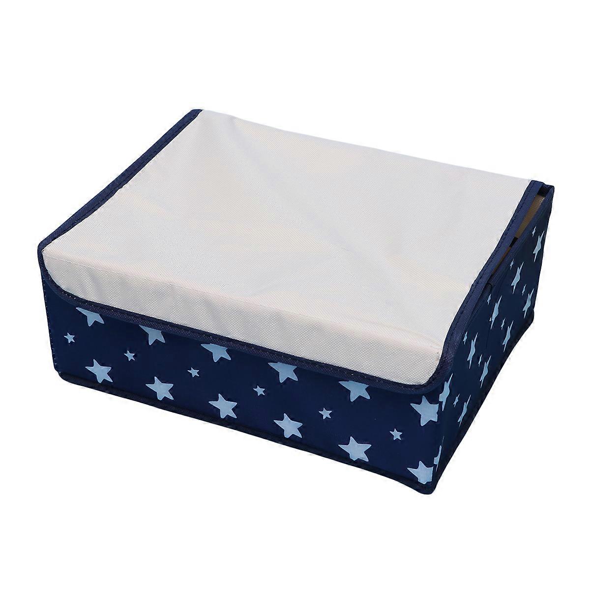 Multi-Sectional Wardrobe Storage Box For Scarves And Bras In Dark Blue With Lid Functional Space Saver 1Set