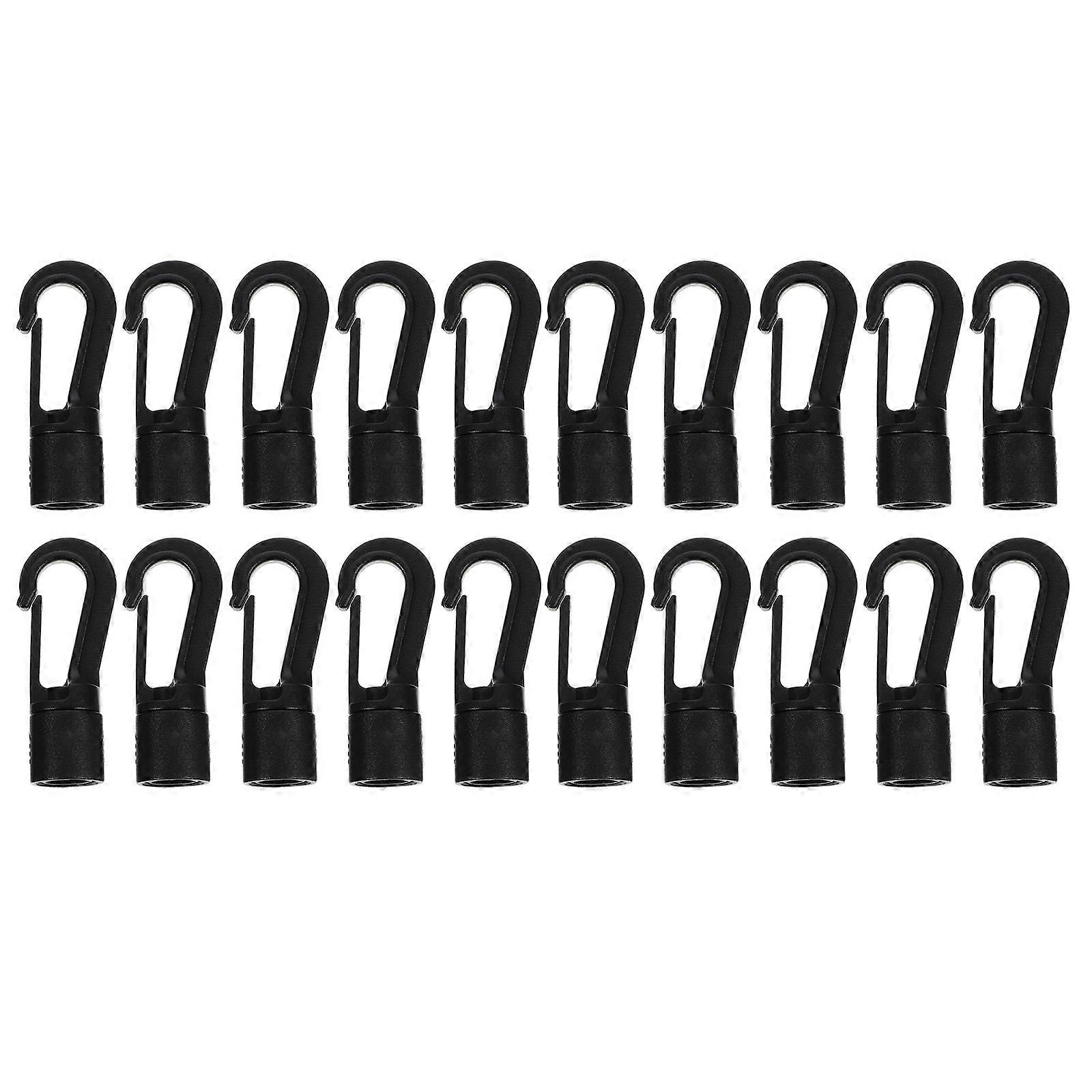 20Pcs Durable Elastic Hooks for Luggage Use Black Hook Clamps 4.8X1.4CM Multi-