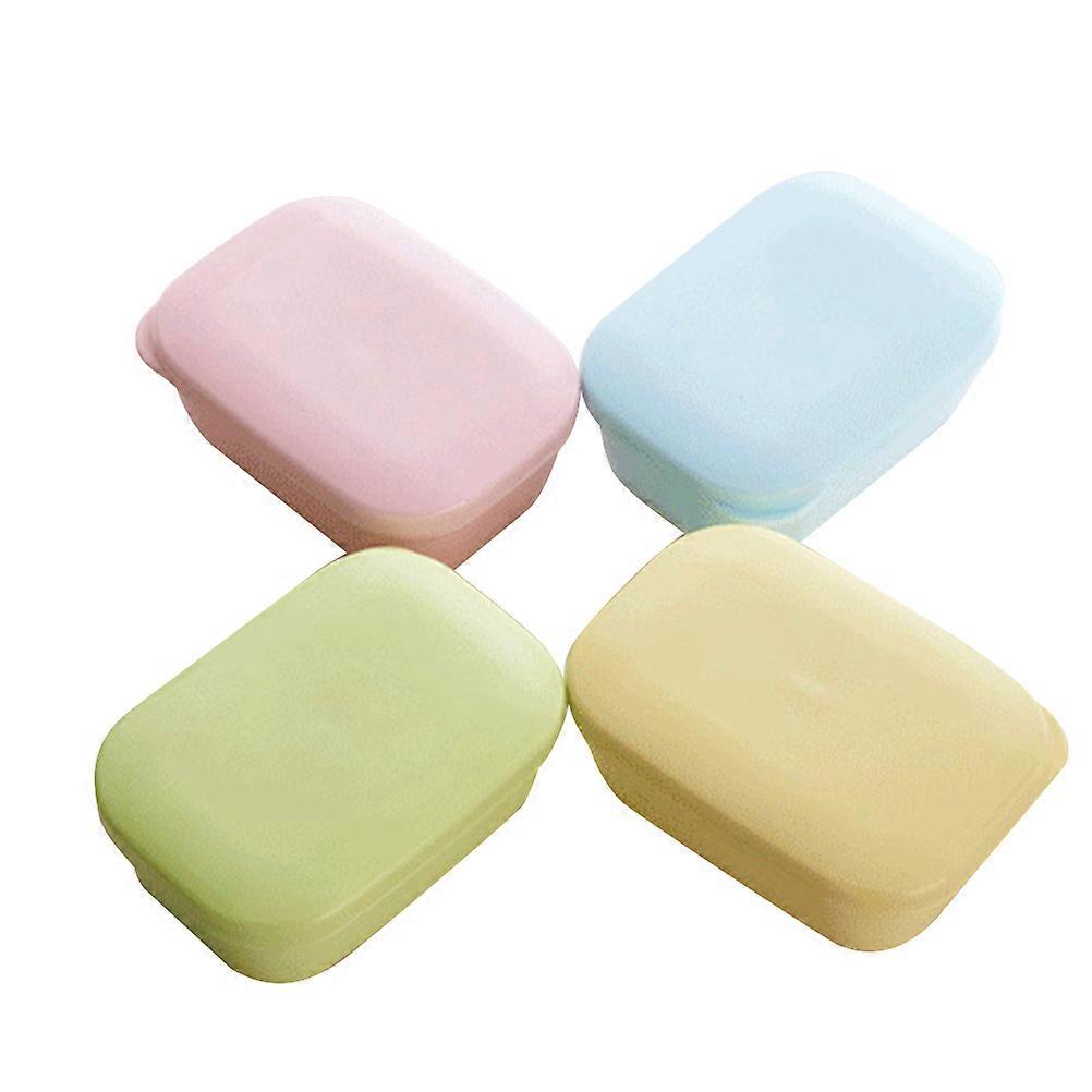 4PCS PP Soap Box with Slotted Drainer – Leak Proof Soap Holder for Travel, Home, Bathroom and Outdoor Use – Random Color