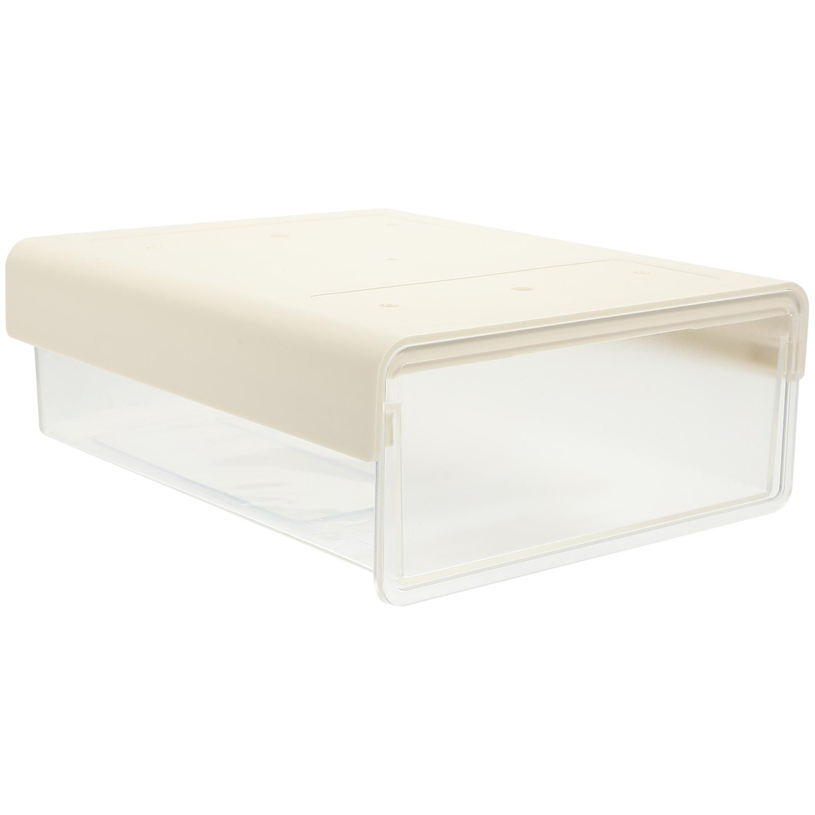 White Plastic Under Desk Drawer Storage with Smooth Surface and Convenient Design 7.5 x 5.5 x 3.5 Inches