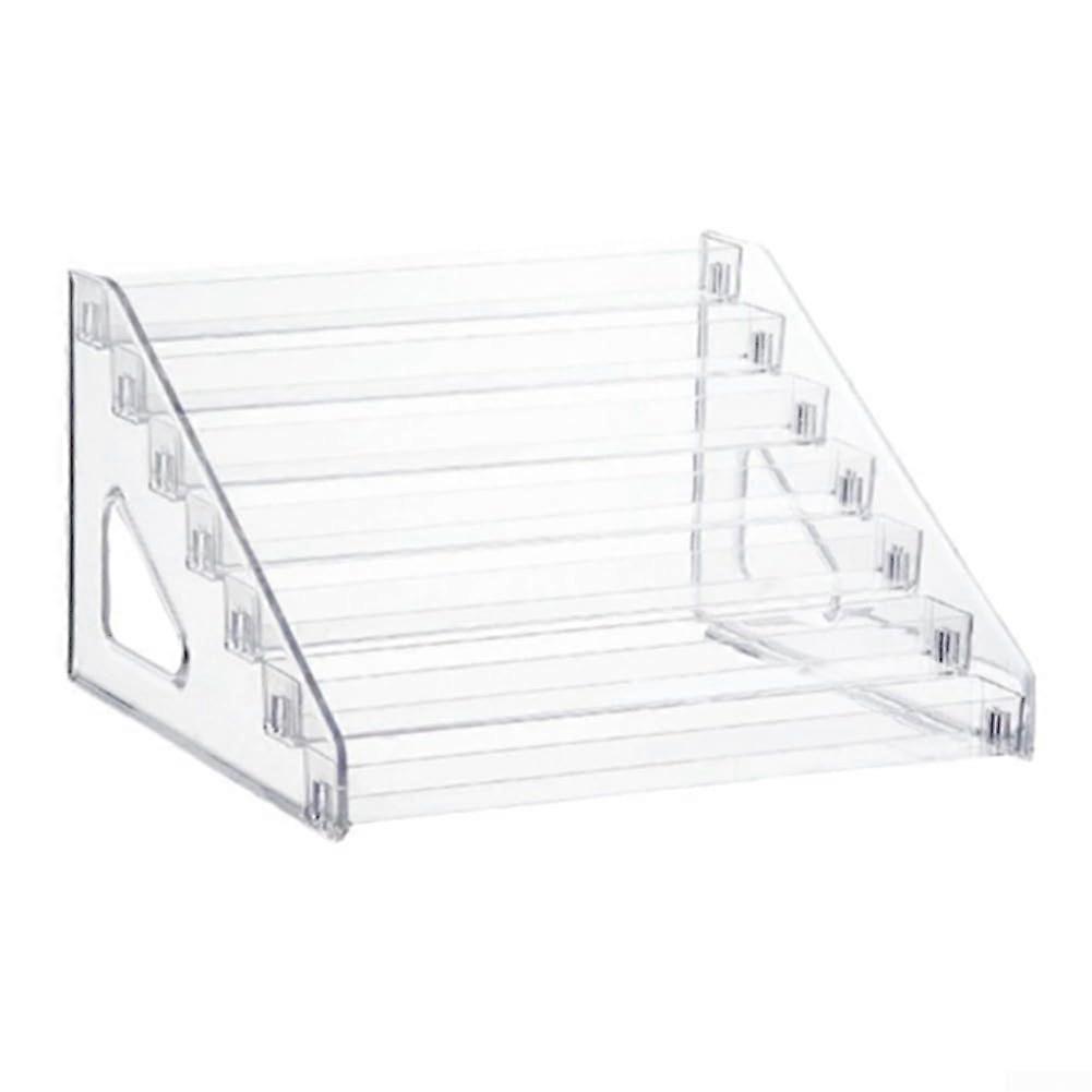 Multilayer display stand for storing cosmetics, figurines, and home decor items, transparent acrylic design (7 layers)