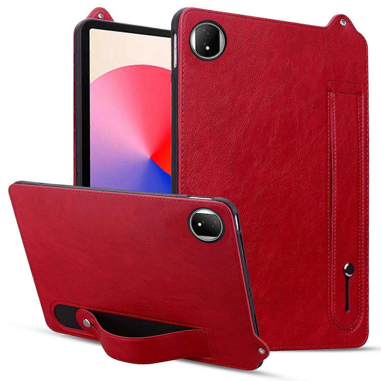 For Honor MagicPad 2 12.3 Tablet Case Hand Strap Kickstand Leather Cover - Red