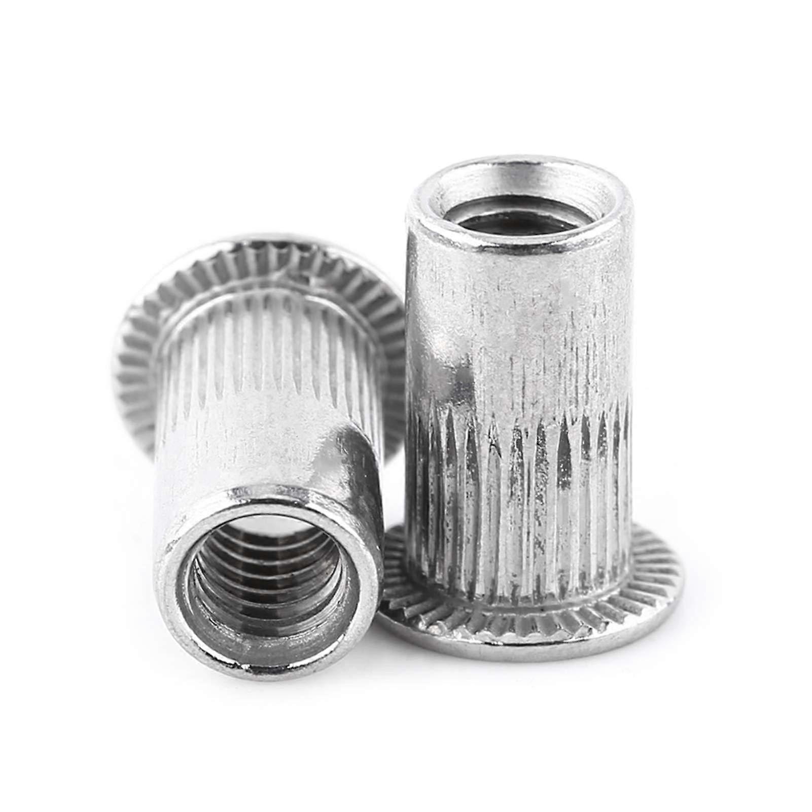 Blind Rivet Nuts, 20-Pack, Non-Slip, Flat Head, M3 M4 M5 M6 M8 Thread Sizes, Compatible with Metal and Plastic