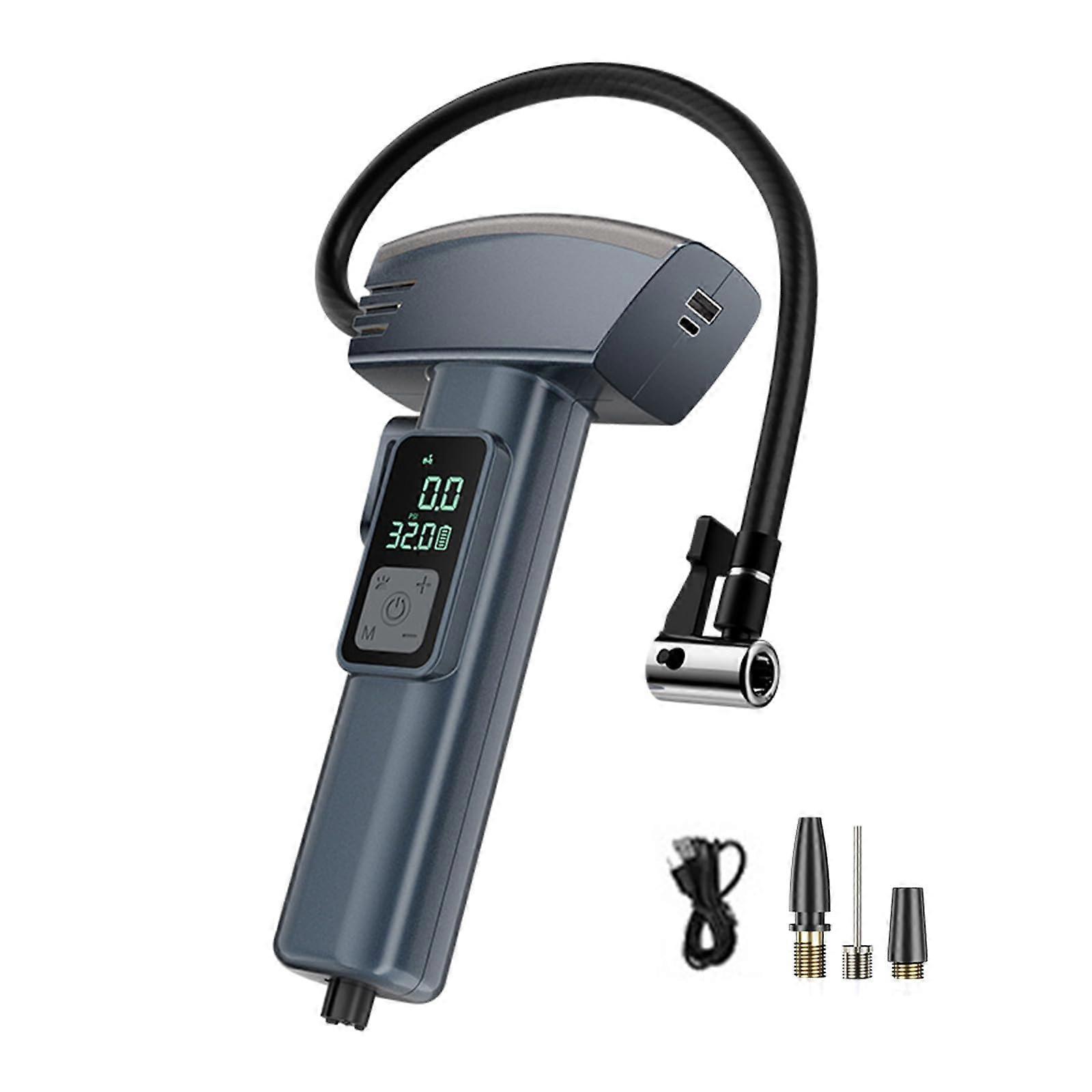 Cordless Tyre Inflator Air Compressor With Window Breaker LED Light Digital Tire Inflator Silver Gray