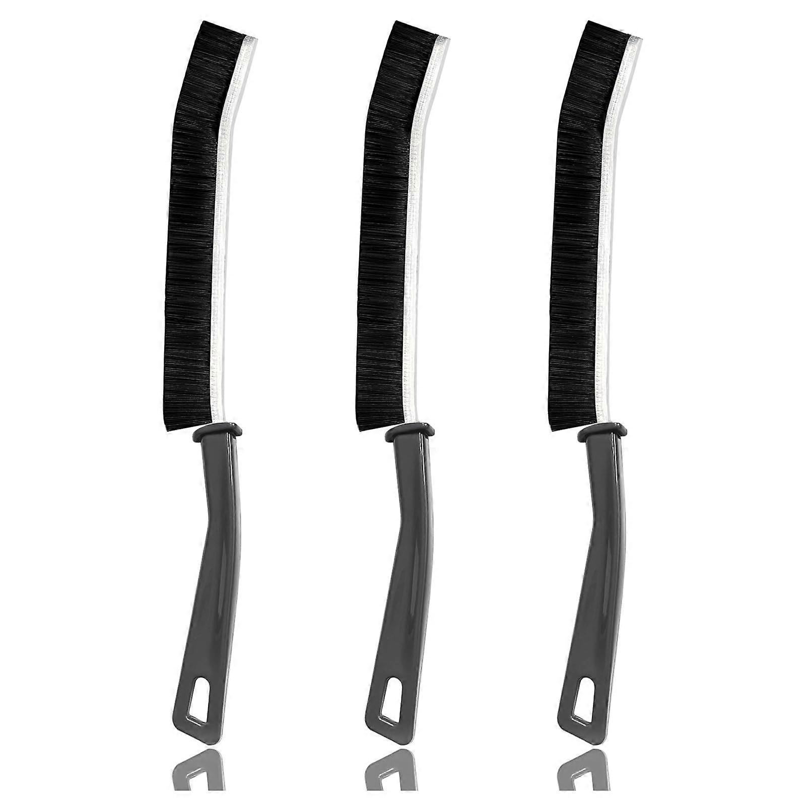 Crevice Cleaning Brush Set, 3PCS Small Scrub Brushes for Gaps, Grooves, and Window Tracks - Grey Cleaning Tools for Home