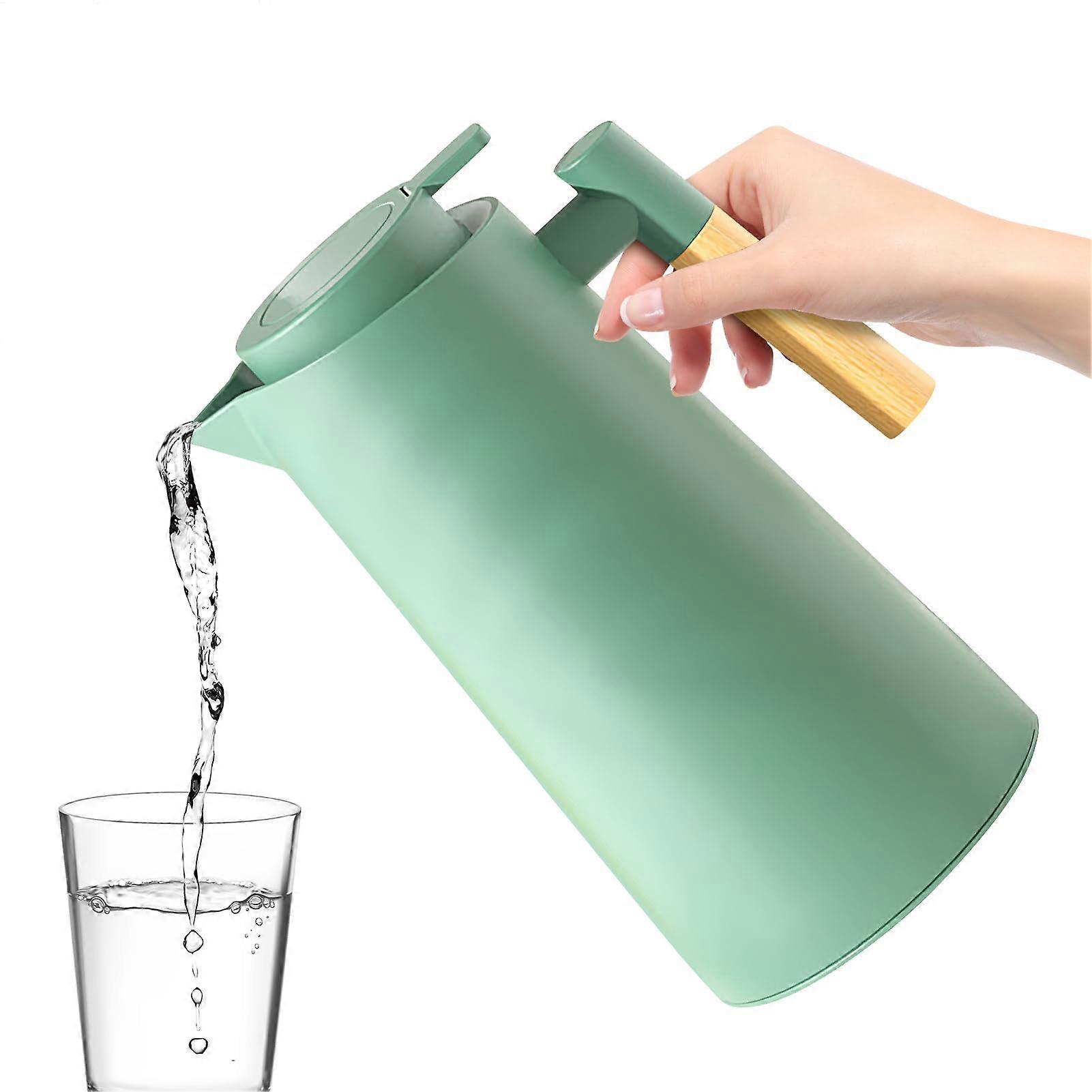 Thermal Coffee Pitcher - Glass Lined Hot Water Container for Travel Camping - Leak-Free Green Lake Tea Dispenser