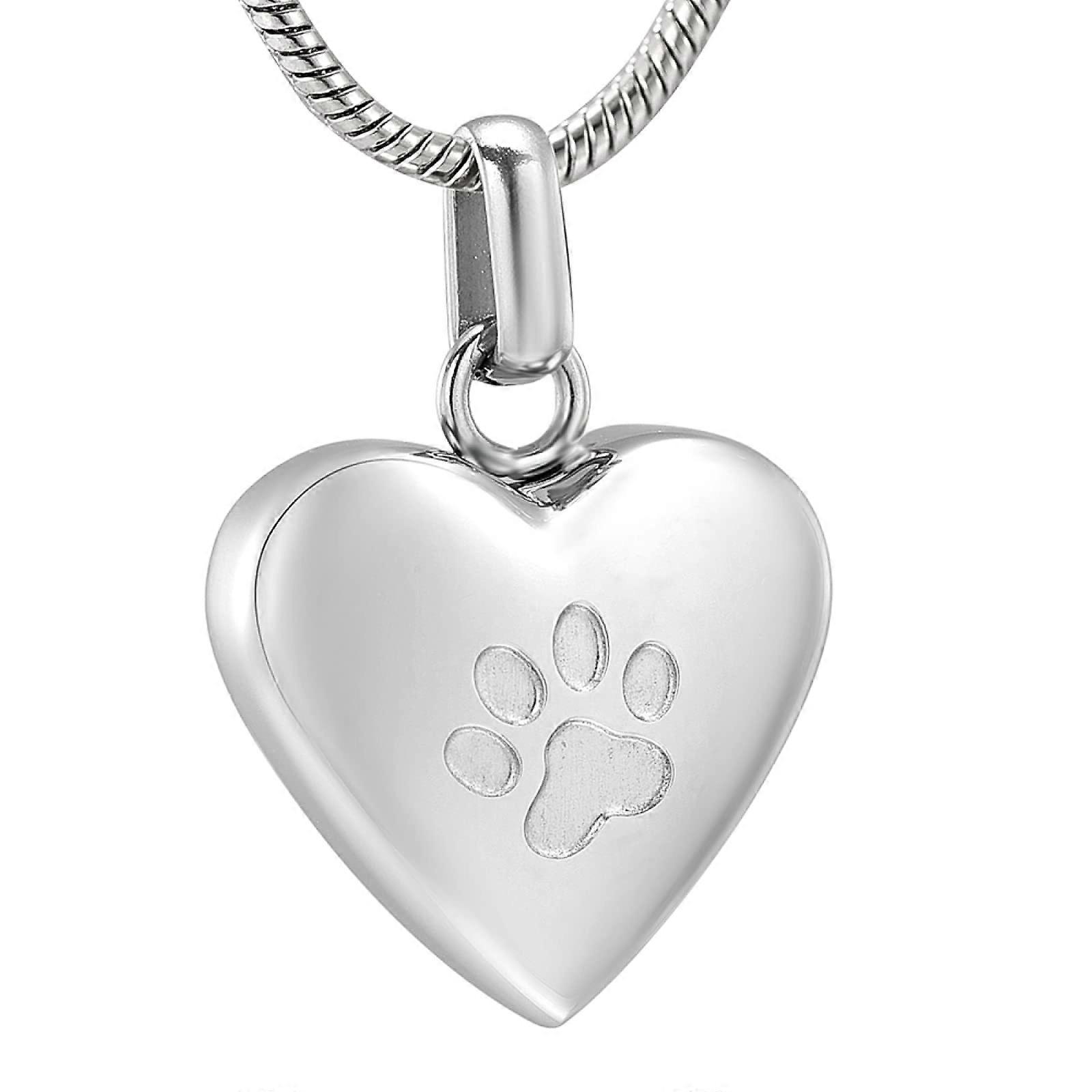 Pet Memorial Jewelry Urn Pendant Paw Print Memorial Cremation For Dog, Cat, Animal Ashes