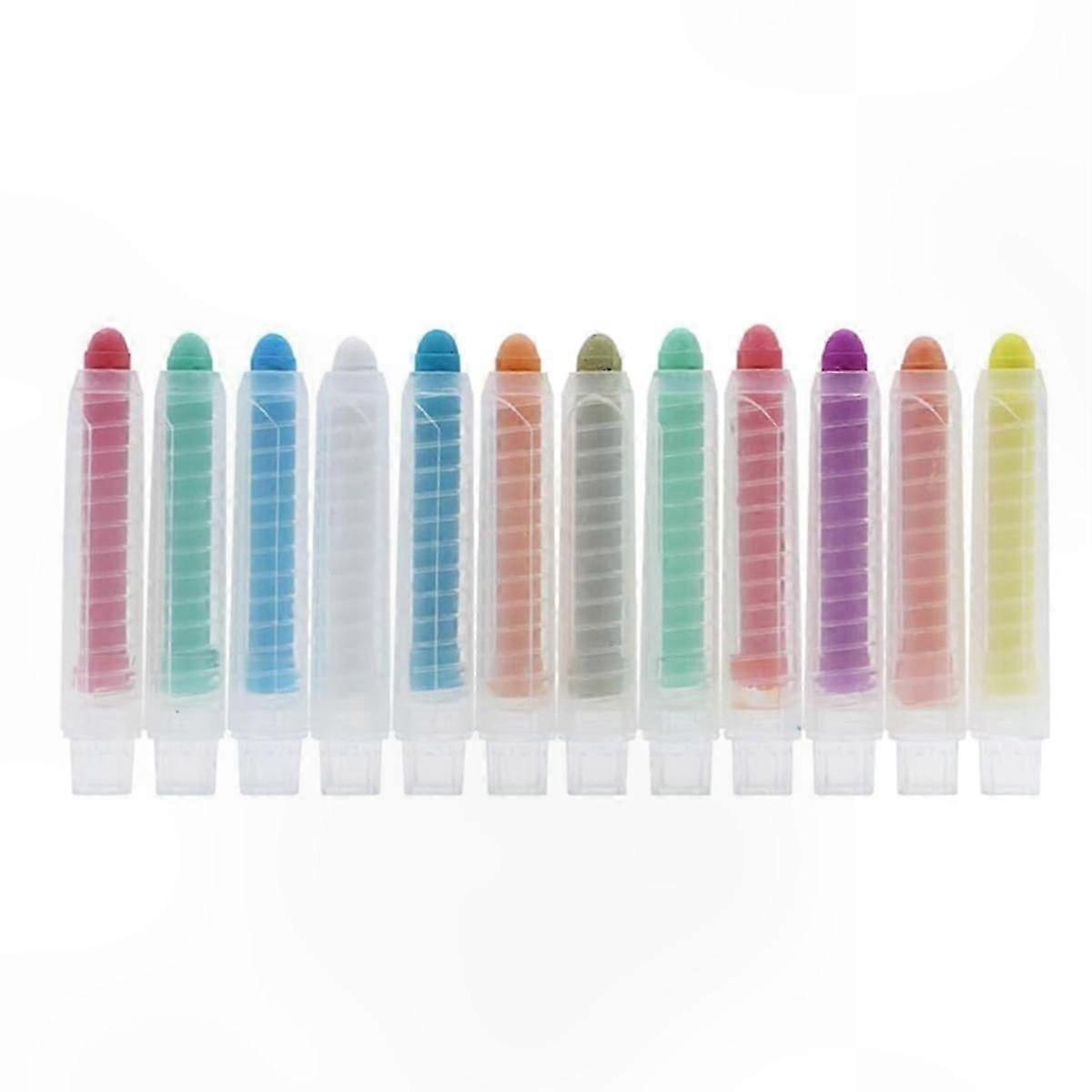 12-Piece Color Chalk Set with Holder for Blackboard Art Drawing and Writing Tools for Kids Teachers Students