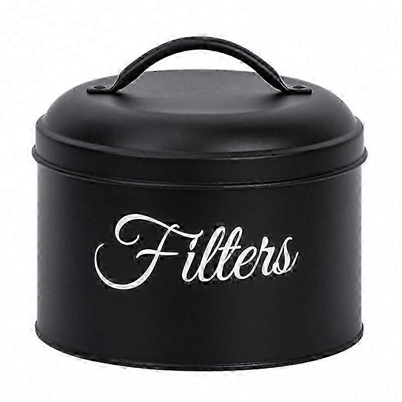 Coffee Filter Holder with Lid, Round Basket Coffee Filter Storage Container for Kitchen Counter