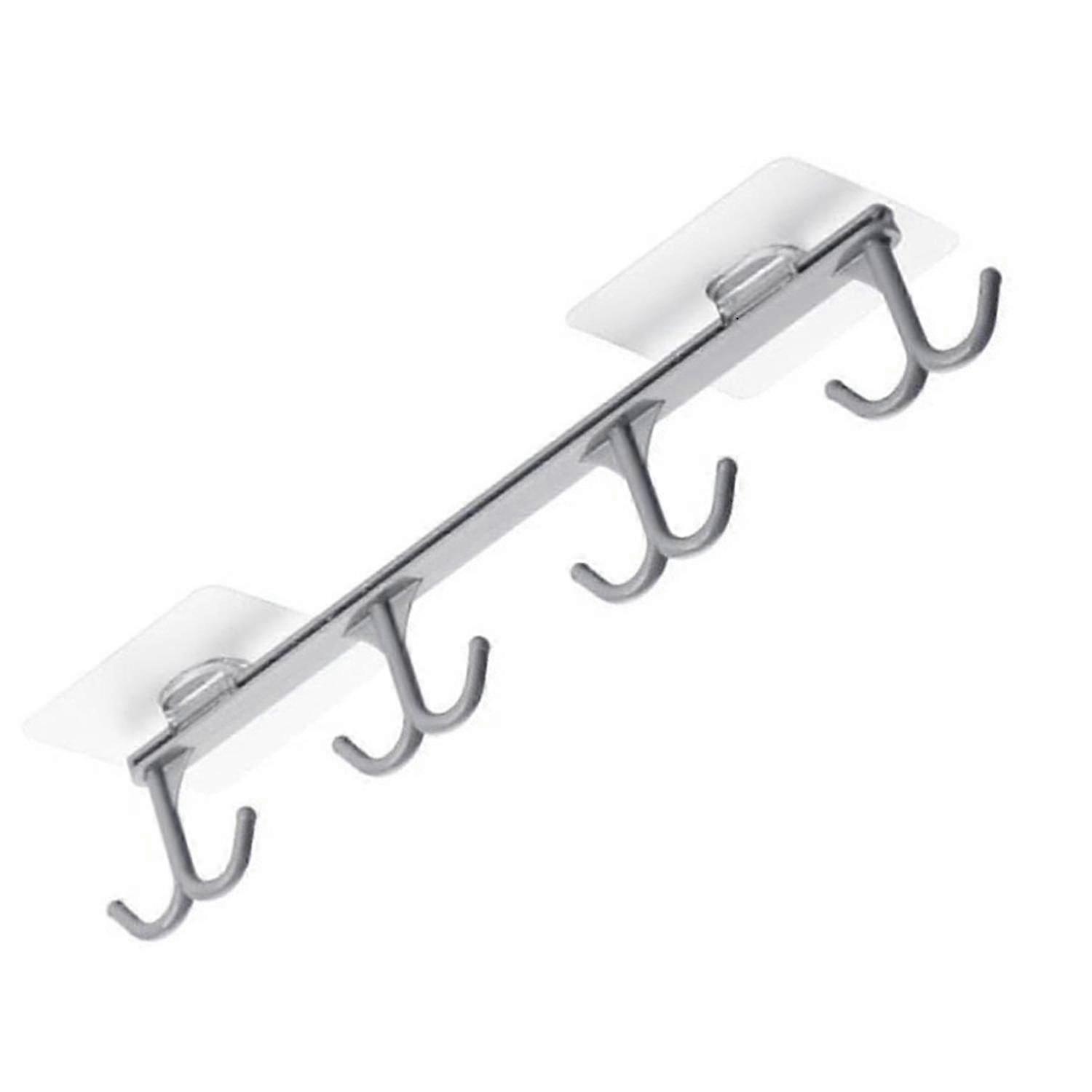 Wall Mounted Storage Hook Organizer for Home - Space Saving Grey Hanging Solution