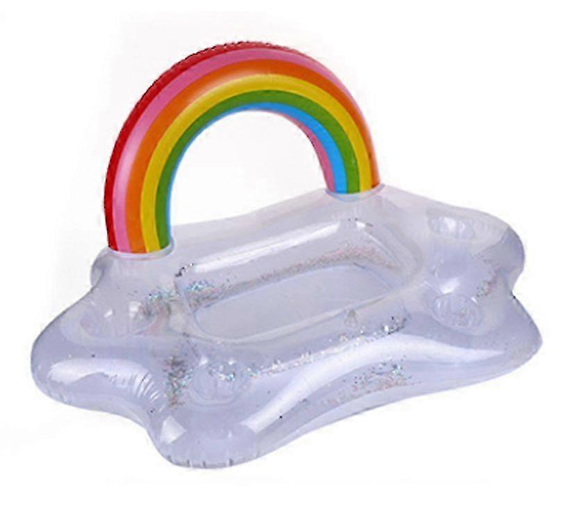 Inflatable Rainbow Cloud Drink Holder Floating Beverage Salad Fruit...