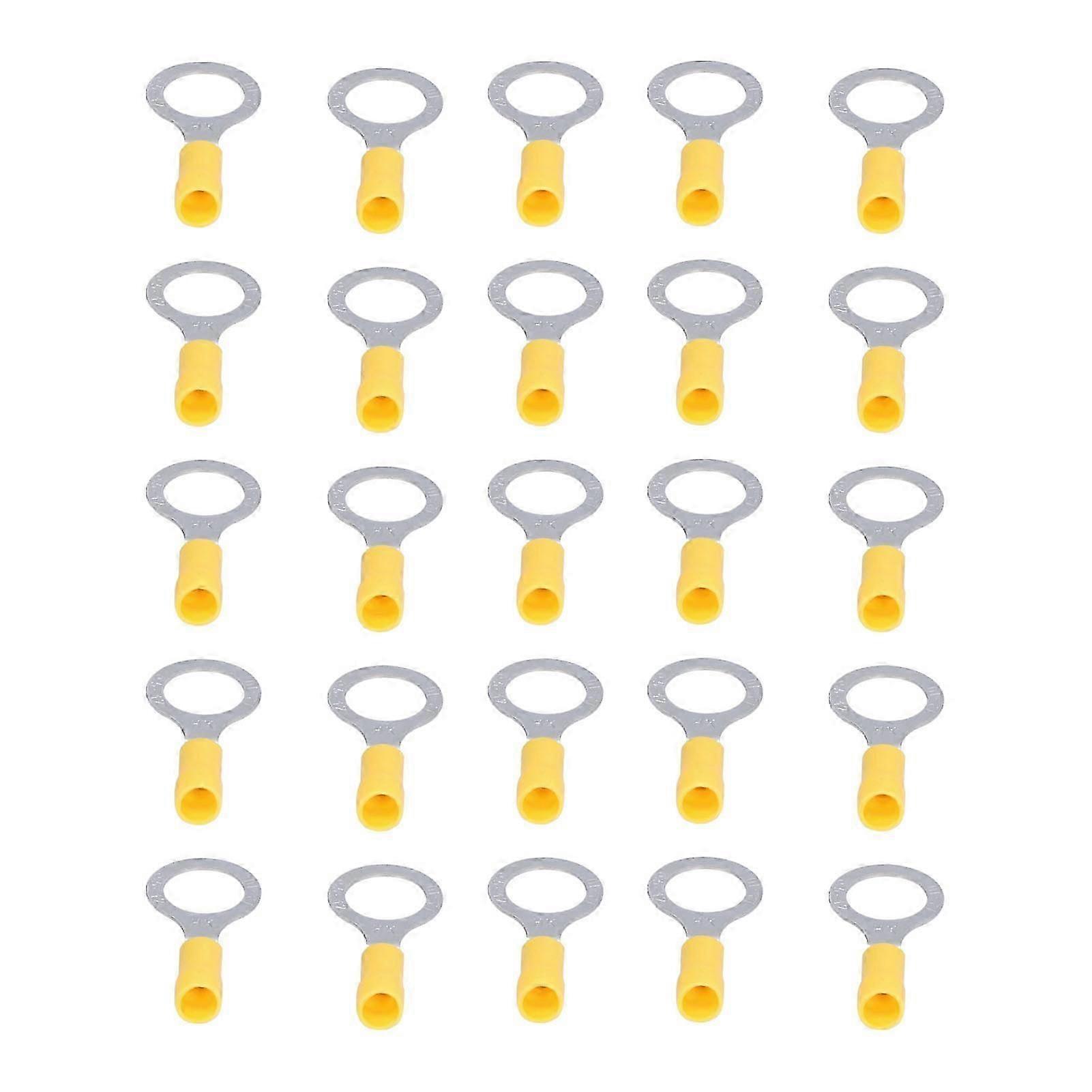 25Pcs Ring Terminal Electrical Wire Cable Crimp Connector RV5?12 Accessory Set Kit Yellow