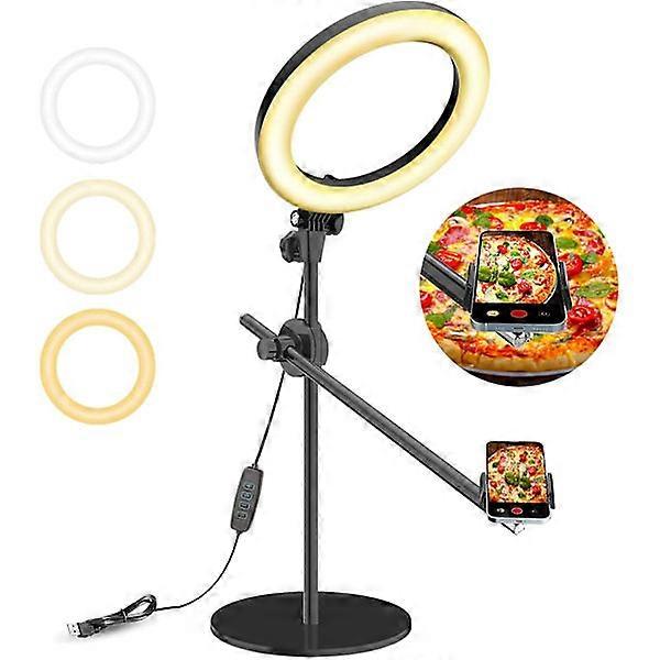 Luce anulare per selfie con treppiede e supporto per telefono, LED da 10\"