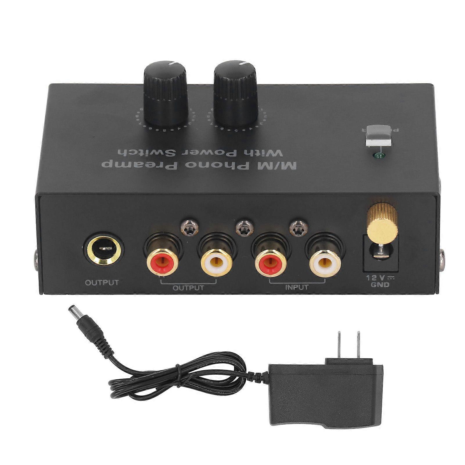 Phono Turntable Preamp Record Player Preamplifier Electronic Sound Stereo Phonograph Preamplifier Low Noise PP500P 100240V US Plug
