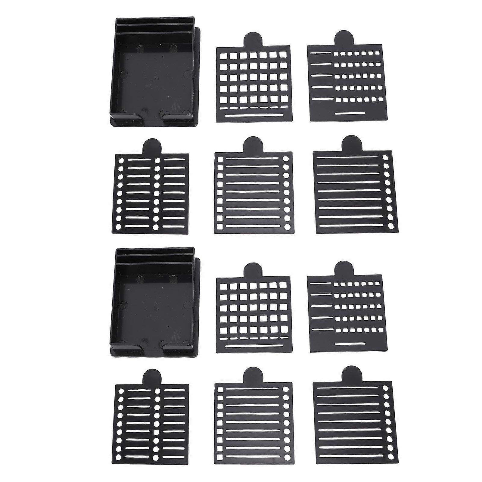 2 Pack Note Stencils Holder ABS Sticky Pads Dispenser Memo Pad Organizer with List Line Drawing Templates for Office Home School