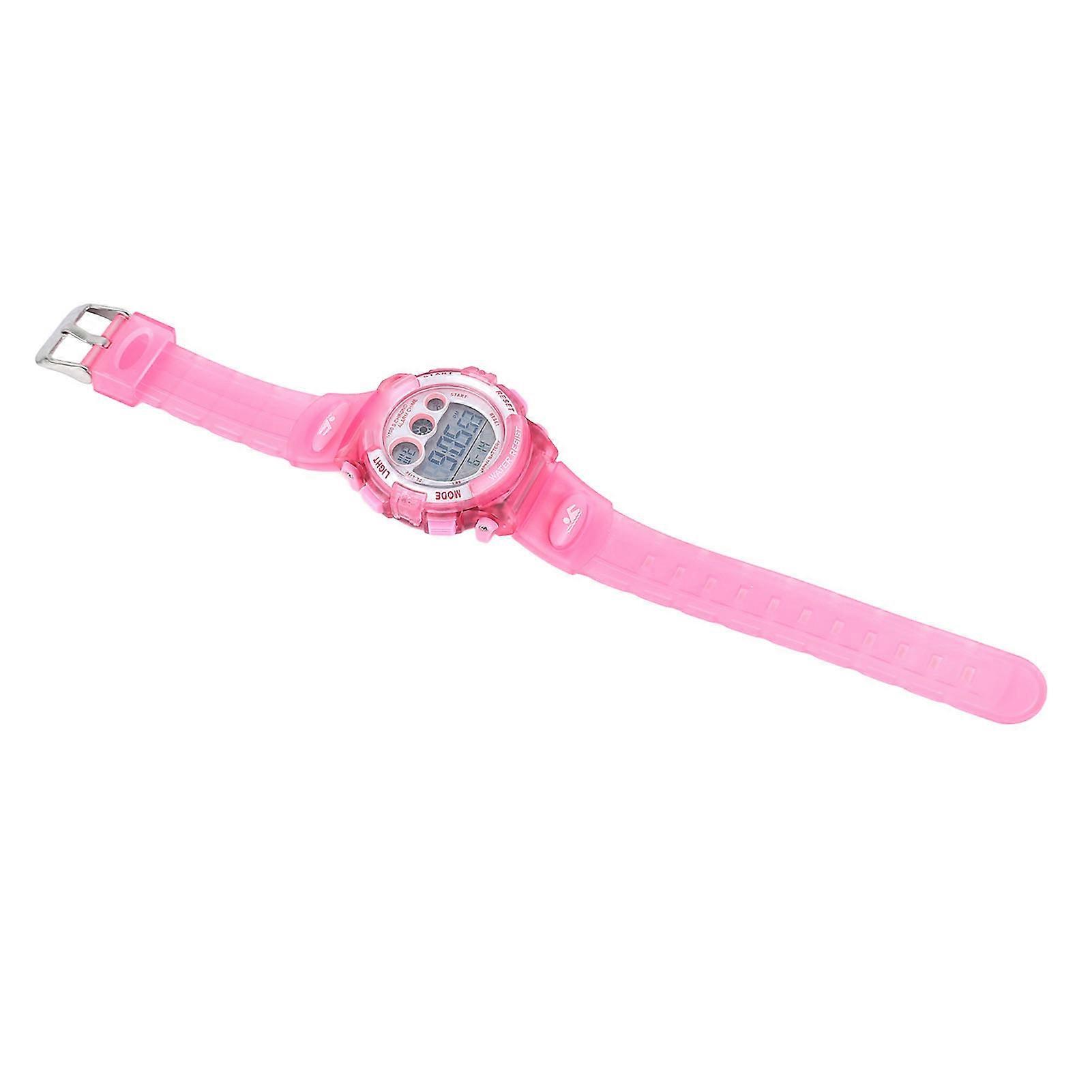 Kids Digital Sport Watch Waterproof Multi-Function Pink ABS 40mAh