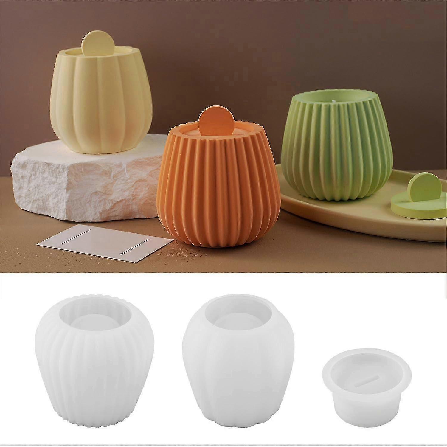 Concrete Round Stripe Cover Bottle Making Moulds (R2Pcs)