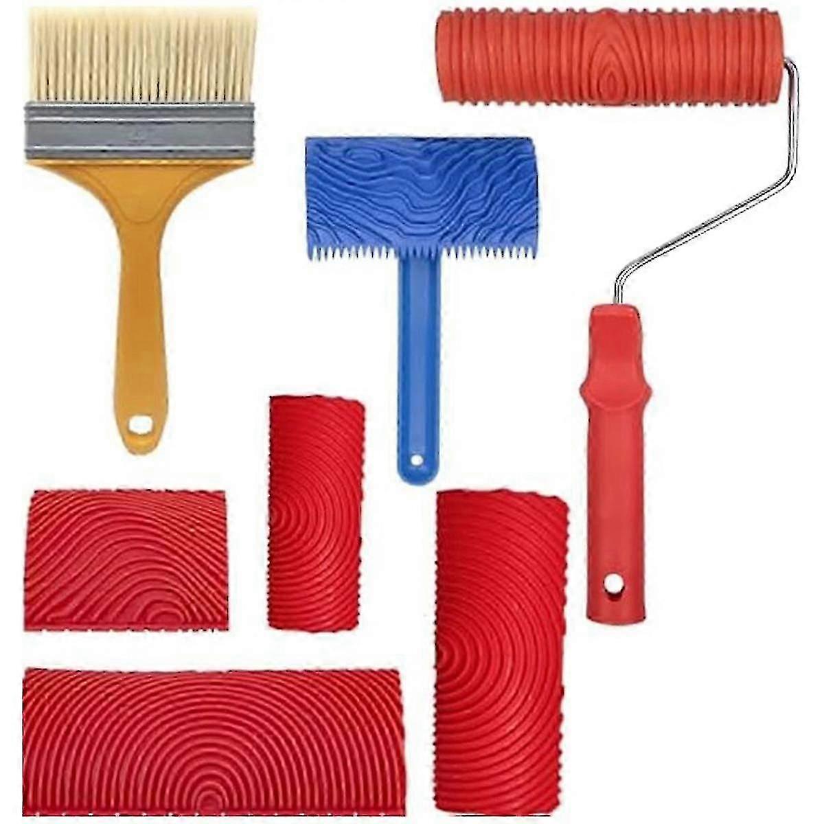 DIY Pattern Painting Roller Set with 7 Pcs Wood Grain Tools for Wood Grain Painting