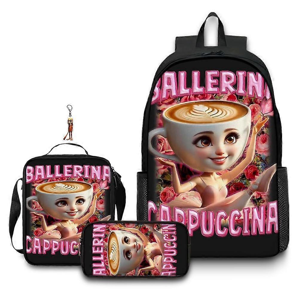3Pcs Anime Italian Backpack Set for Boys and Girls, 16in 3D Printed Cartoon Lunch Bag, High Capacity Schoolbag with Keychain