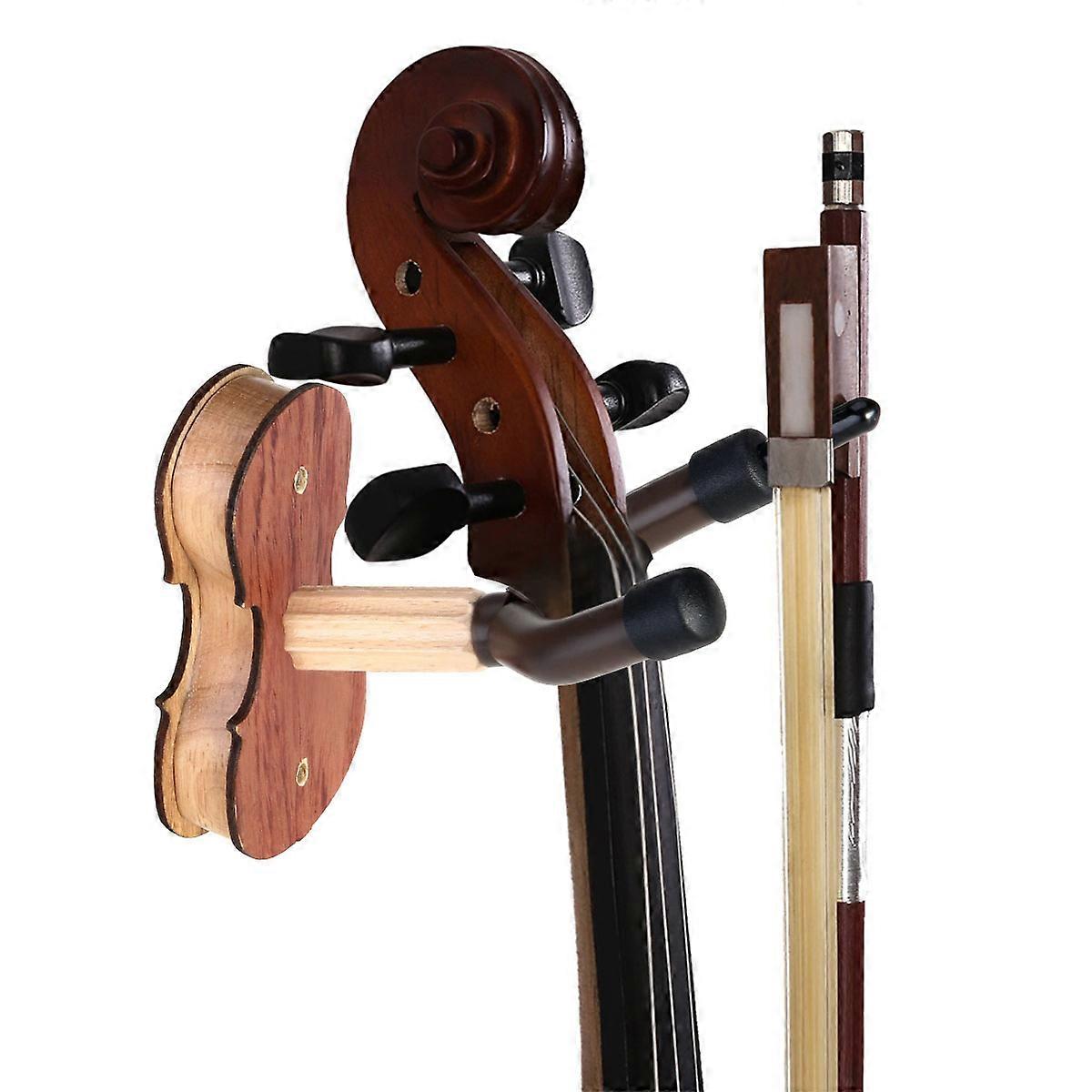2pcs Violin Hanger Home and Studio Wall Mount Hanger Compatible for DEDO Violin (Red Wood Color)