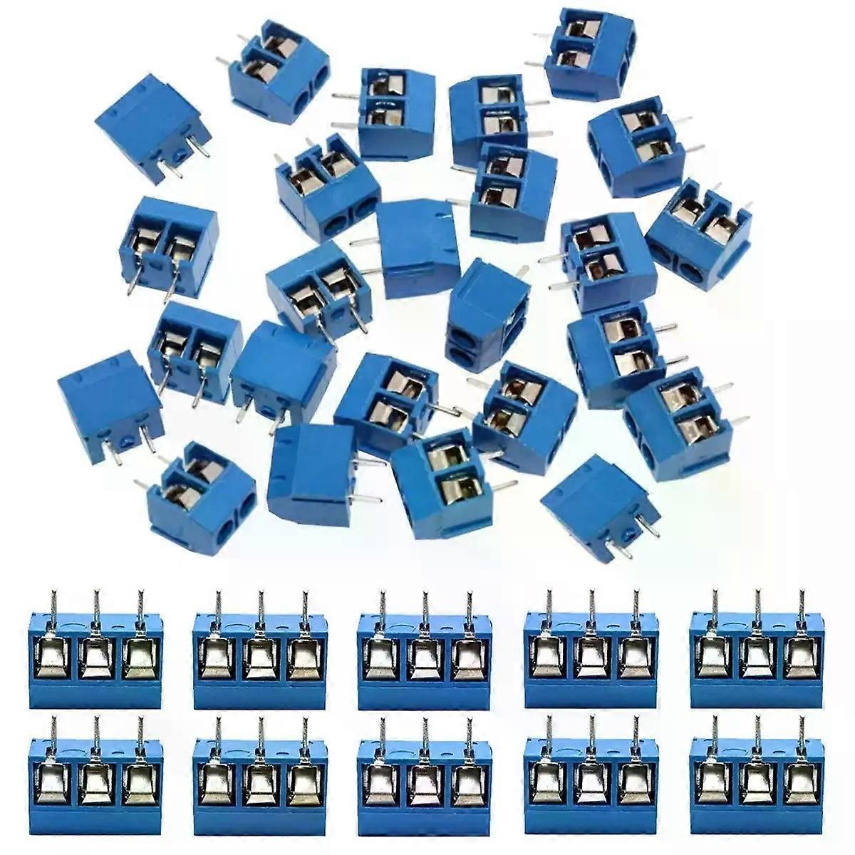 60pcs 5mm Pitch 2 Pin & 3 Pin PCB Mount Screw Terminal Block Connector for Arduino (50 x 2 Pin 10 x 3 Pin)