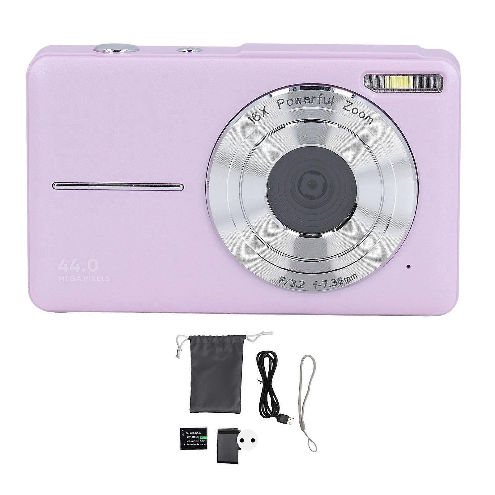 44MP 1080P HD Digital Camera, 16x Zoom, Auto Focus, 2.5 inch IPS Screen, Anti-Shake, for Travel, Recording, EU Plug 100-240V.