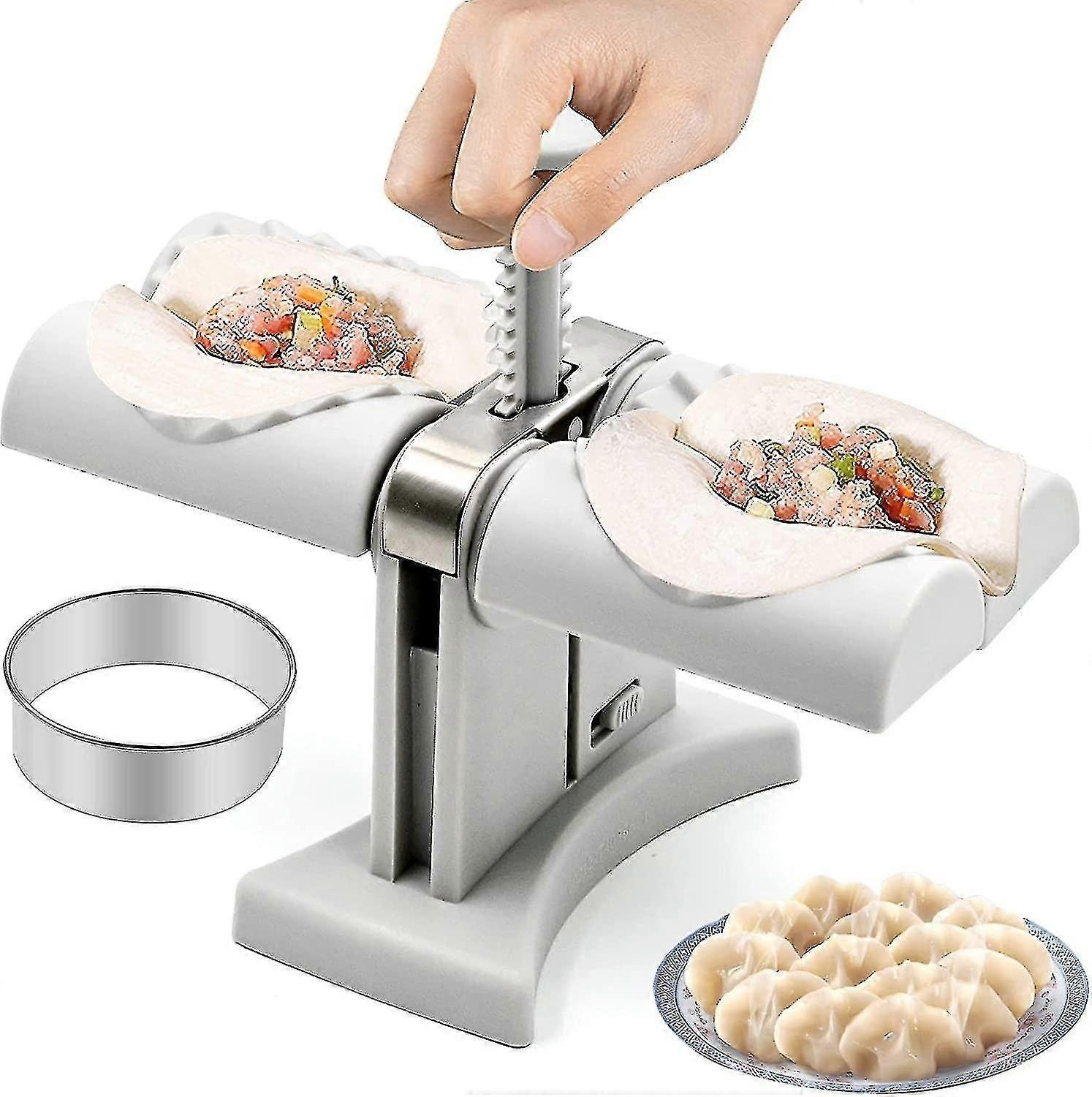 Dual Ravioli Maker with Cutter, Empanada Press Pie Machine Automatic Forming Machine Kitchen Pasta A