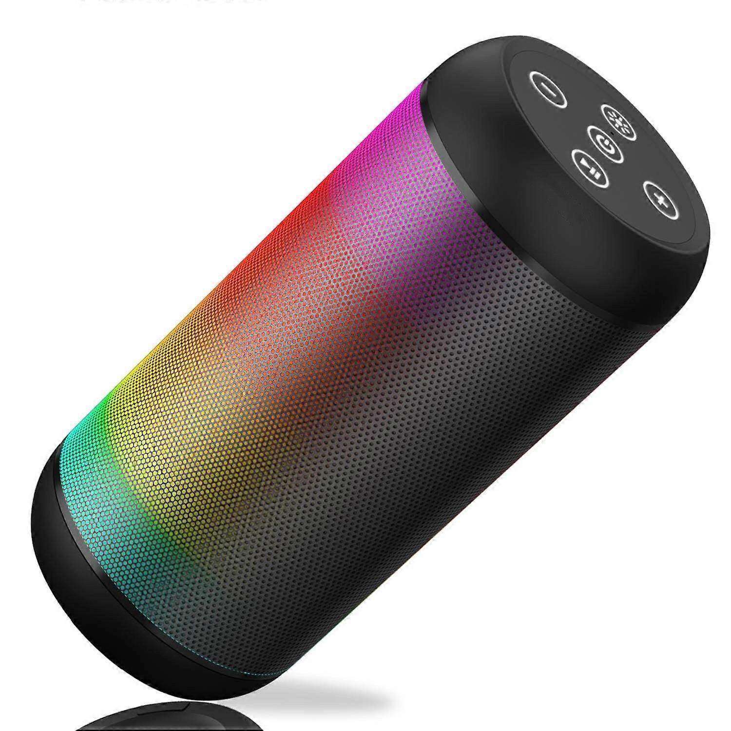 Portable Bluetooth Wireless Speaker with RGB Lights, Loud Speaker with Stereo Sound,Speaker for Party, Home, Outdoor(Black)