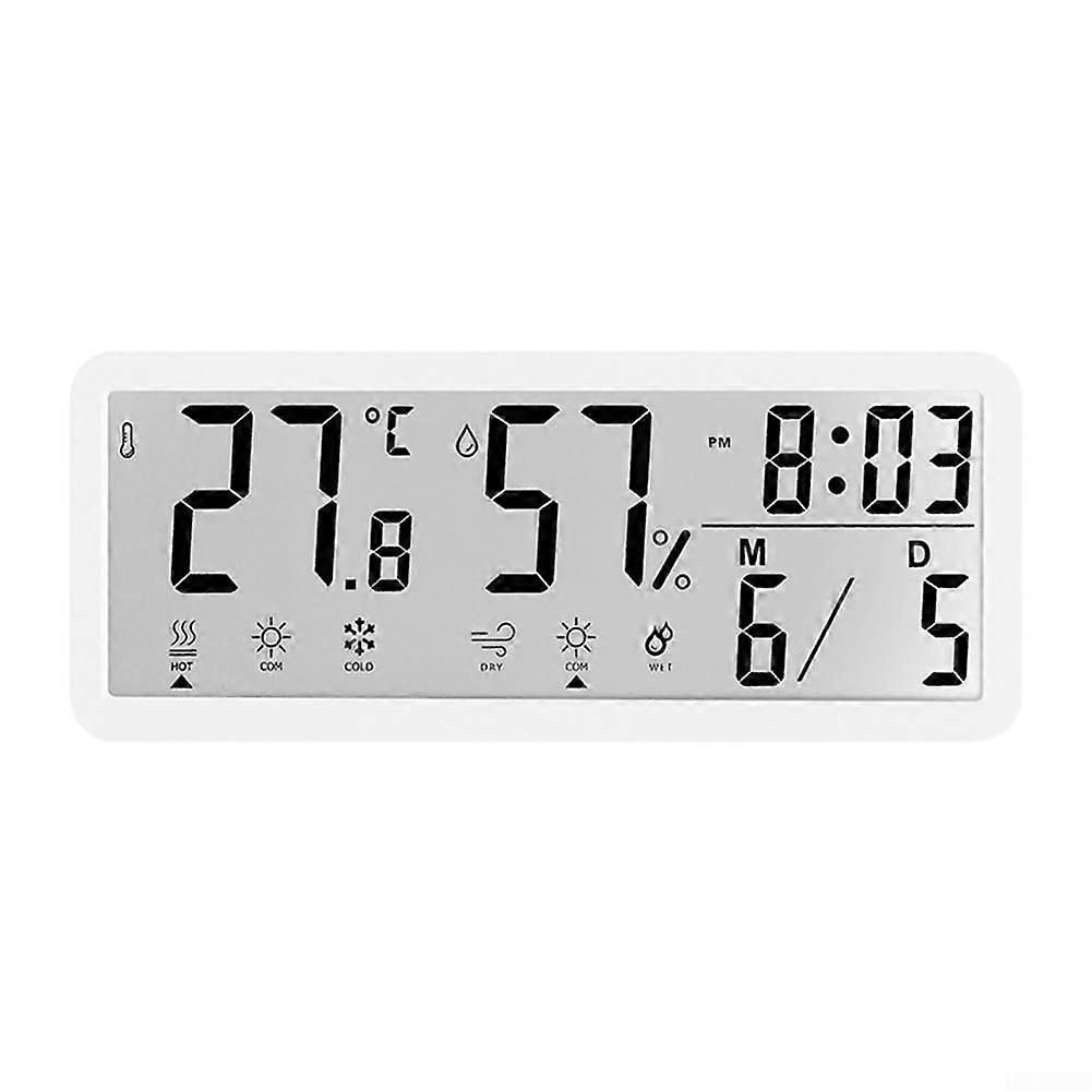 Multifunctional LCD Screen Clock With Time Temperature Humidity Display, White Desk Clock For Everyday Use