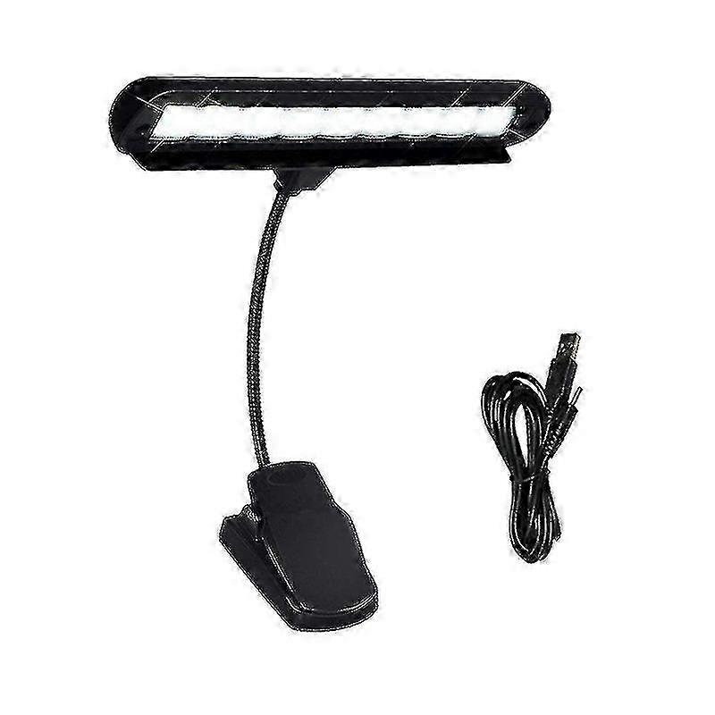 Clip On Music Light Stand 9 Led Orchestra Lamp Piano Light Fully Adjustable Music Stand Lamp With Power Cable (without Batteries, Black) Edition 0910