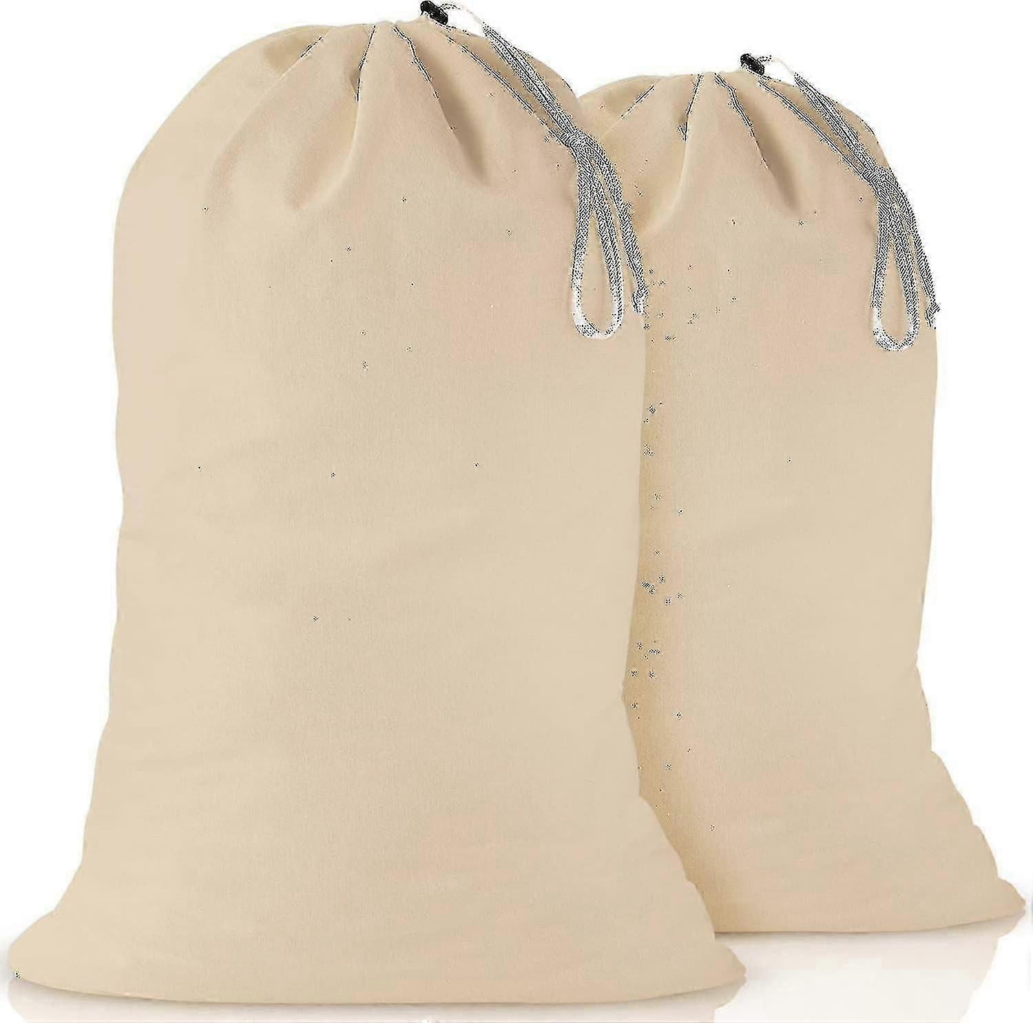 Extra Large Cotton Laundry Bag Pack of 2, Lightweight Durable Reusable Cloth Hamper for Home Travel Storage